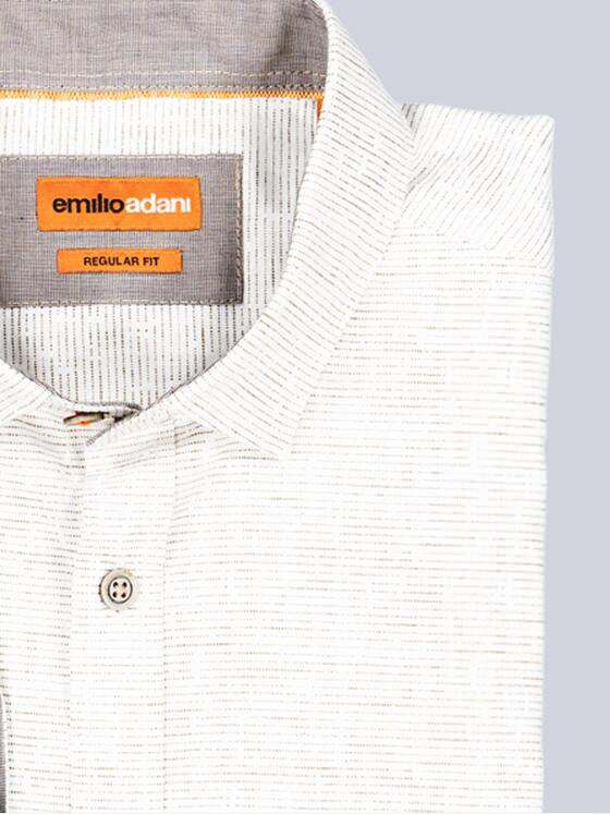 emilio adani Herren Langarm-Hemd gestreift Beige 39040