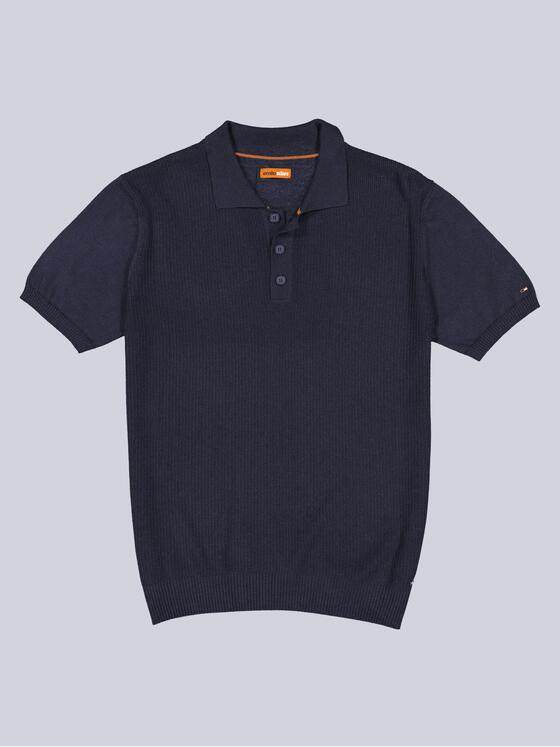 emilio adani Herren Strick Polo-Shirt uni Blau 39336