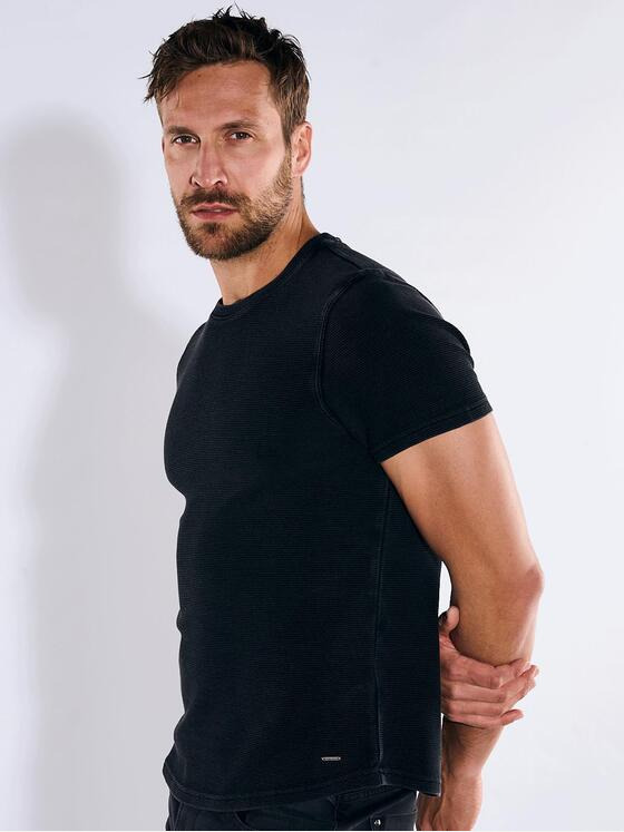 emilio adani Herren T-Shirt uni Schwarz 36804