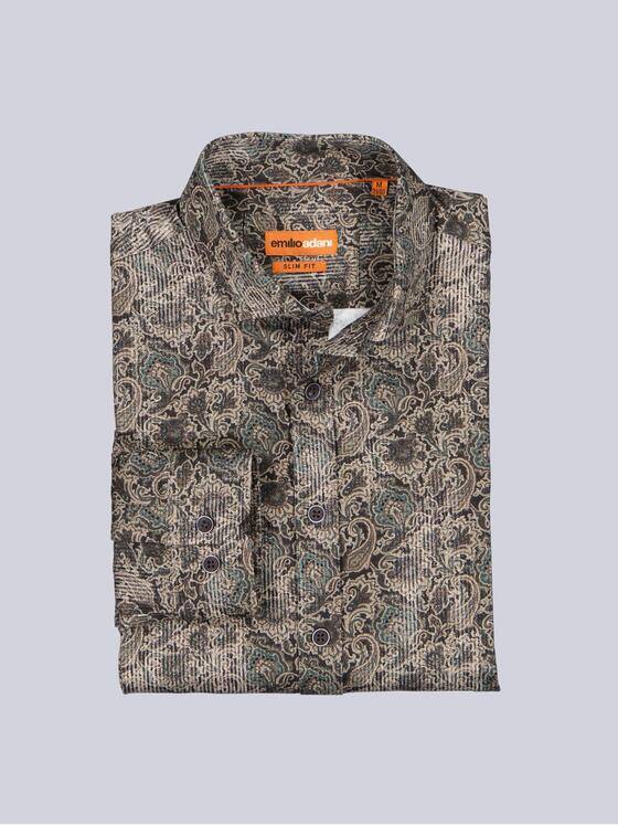 emilio adani Herren Jerseyhemd mit Paisley-Muster Braun 40938