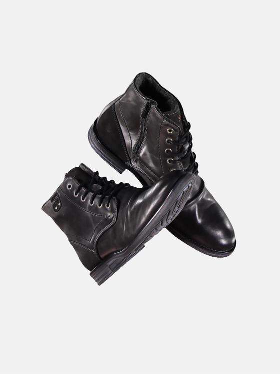emilio adani Herren Detailreiche Lederboots Grau 30140