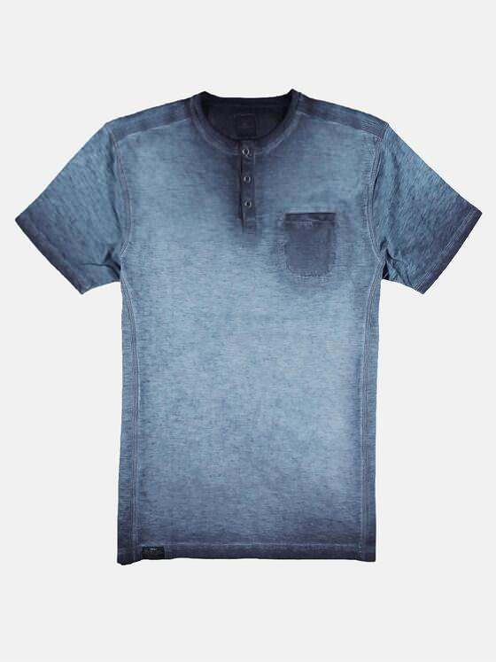 engbers Herren Lässiges Henley T-Shirt in außergewöhnlicher Optik Blau 29873