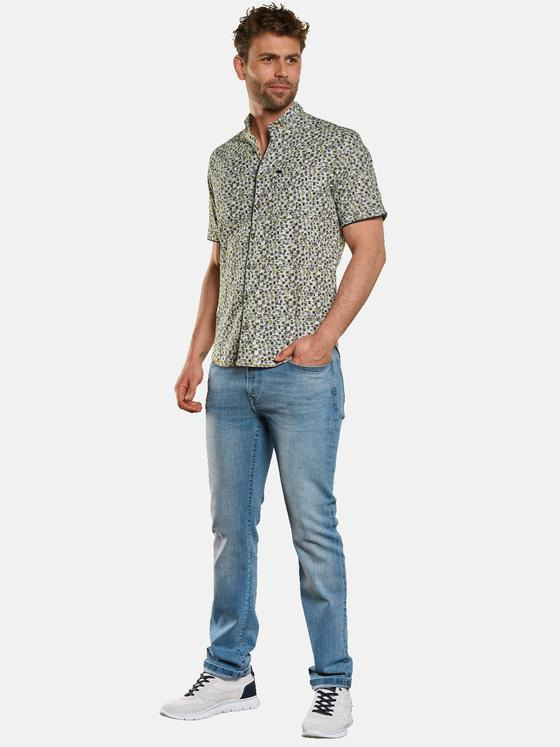 engbers Herren Kurzarm-Hemd gemustert Oliv 33096
