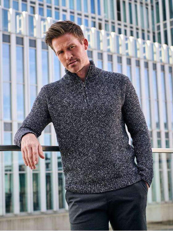 engbers Herren Pullover mit Troyerkragen Schwarz 38018