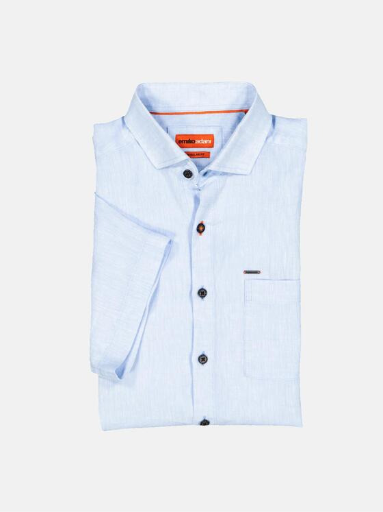 emilio adani Herren Kurzarm-Hemd uni Blau 36678