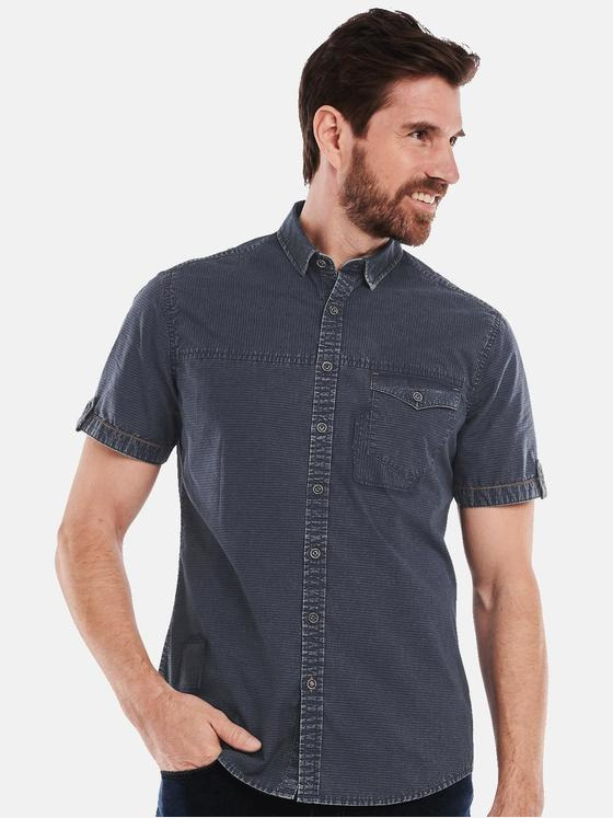 engbers Herren Kurzarm-Hemd gestreift Blau 34757