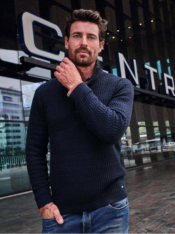 engbers Herren Pullover Polokragen Saphirblau 32383