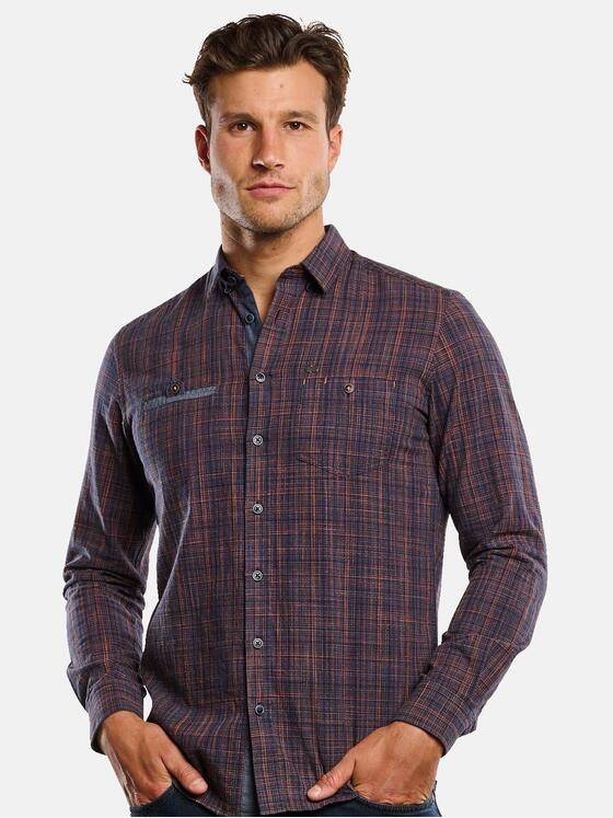 engbers Herren Langarm-Hemd kariert Dunkelorange 33638