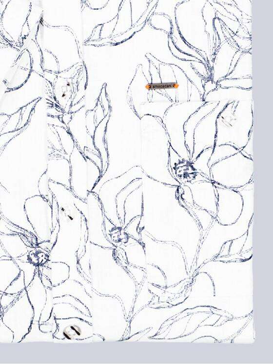 emilio adani Herren Kurzarm-Hemd gemustert Reinweiss 38895