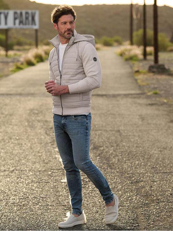 emilio adani Herren Sweatjacke mit abnehmbarer Kapuze Silbergrau 40079