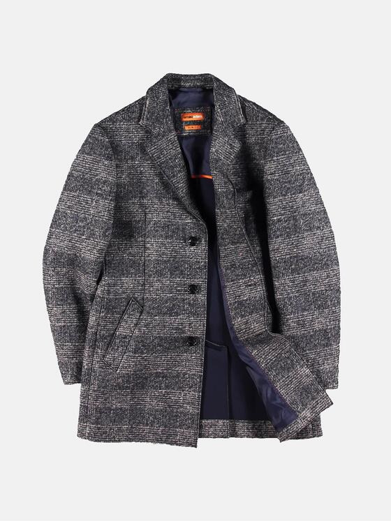 emilio adani Herren Stilvoller Karo-Mantel Blau 30226
