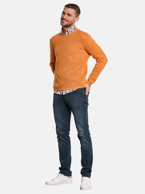 emilio adani Herren Pullover mit feiner Struktur Orange 32837