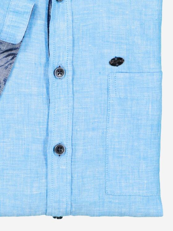 engbers Herren Kurzarm-Hemd aus Leinen Petrolblau 36631