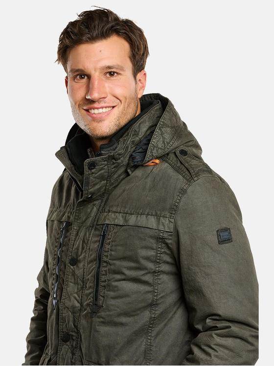 engbers Herren Baumwoll-Jacke mit abnehmbarer Kapuze Oliv 33563