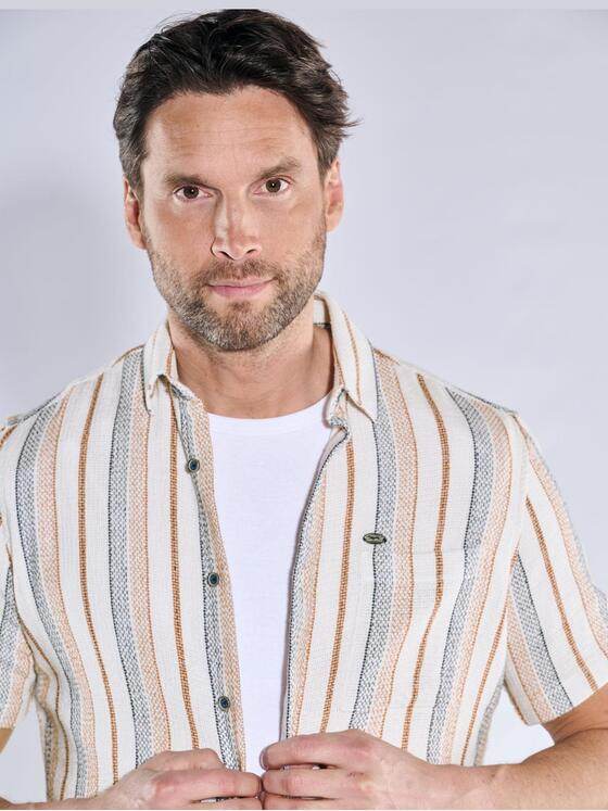 engbers Herren Kurzarm-Hemd gestreift Rostorange 38774