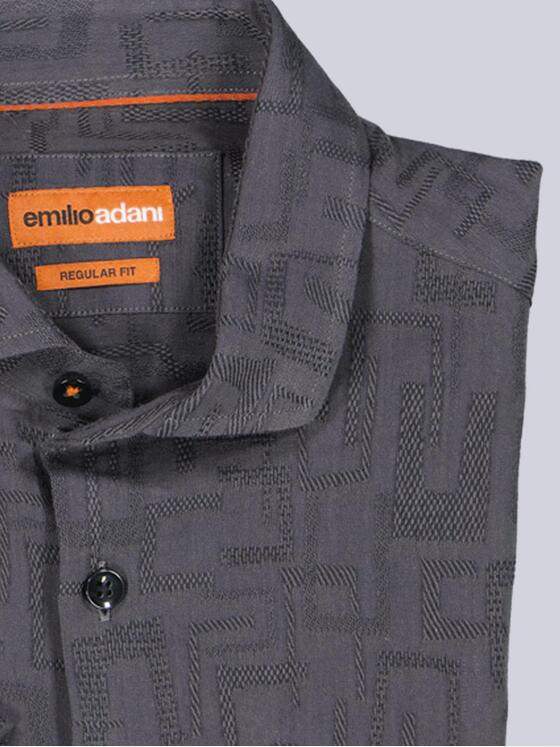 emilio adani Herren Kurzarmhemd mit Brusttasche Anthrazit 40563