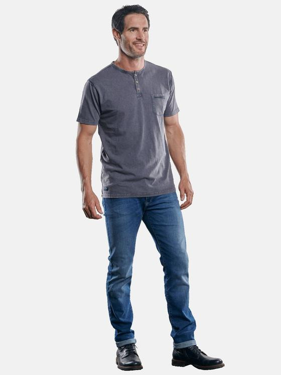engbers Herren Frisch gefärbtes Henley T-Shirt Granitgrau 30276