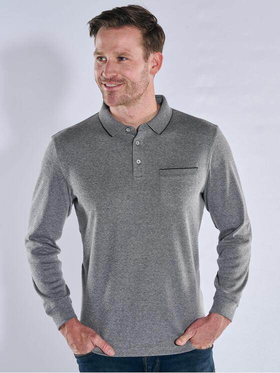 engbers Herren Langarm-Shirt mit Polokragen Mittelblau 39536