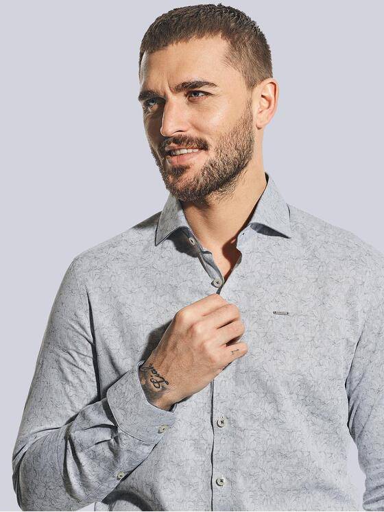 emilio adani Herren Langarm-Hemd gemustert Blau 32068