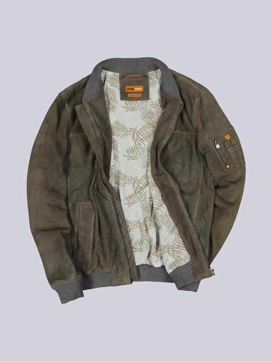 emilio adani Herren Lederjacke regular Grau 36197