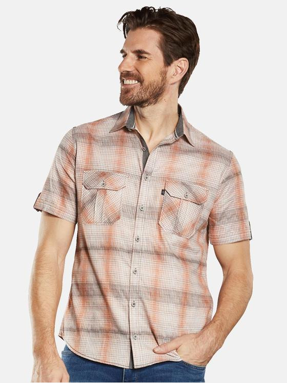 engbers Herren Kurzarm-Hemd kariert Orange 34465