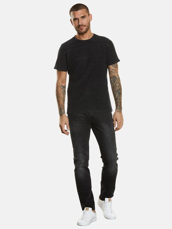 emilio adani Herren T-Shirt strukturiert Schwarz 34310
