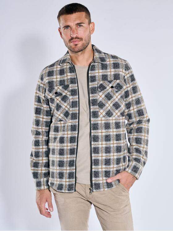 emilio adani Herren Overshirt mit Reißverschluss Schwarzbraun 39335