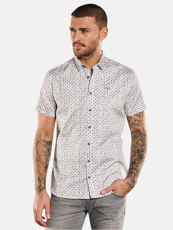 emilio adani Herren Kurzarm-Hemd gemustert Beige 33101