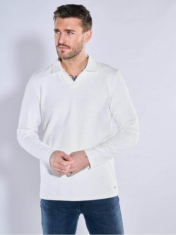 emilio adani Herren Poloshirt langarm Weiß 38445
