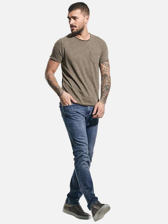 emilio adani Herren Streifenshirt aus softem Slub-Jersey Braun 31140