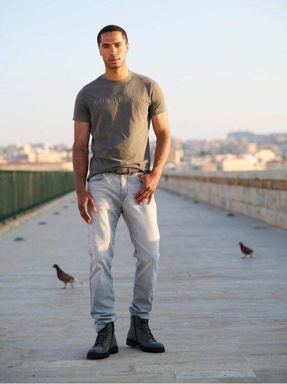 emilio adani Herren T-Shirt mit Print Dunkelbraun 39174