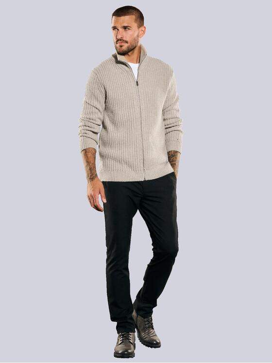 emilio adani Herren Strickjacke mit Stehkragen Beige 35756