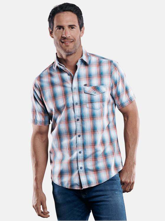 engbers Herren Kariertes Halbarmhemd Karminrot 29092