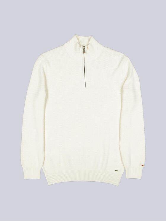 emilio adani Herren Strickpullover mit Stehkragen Naturweiss 40070