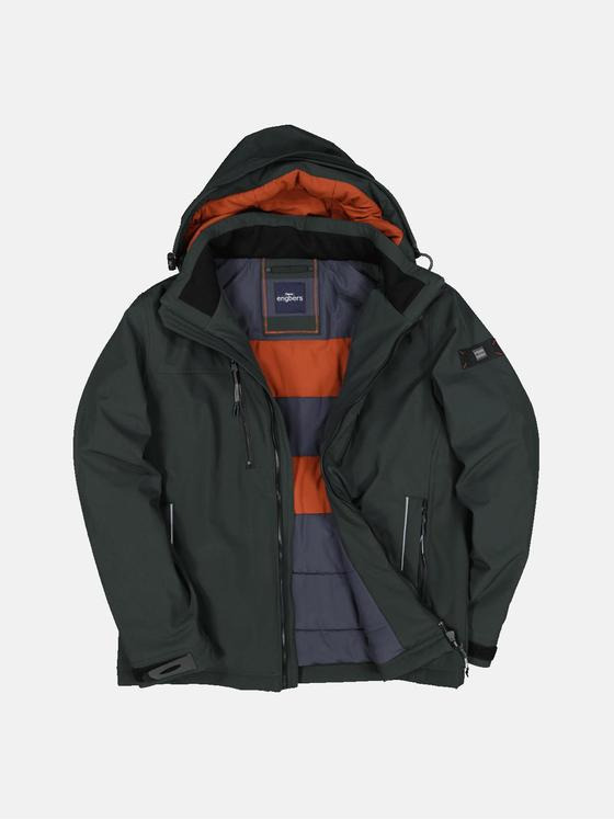 engbers Herren Funktionsjacke mit abnehmbarer Kapuze Tannengruen 33558