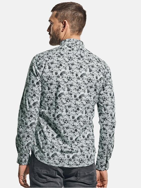 emilio adani Herren Langarm-Hemd mit All-Over-Print Grau 32067