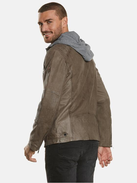 emilio adani Herren Lederjacke mit abnehmbarer Kapuze Gelb 34222