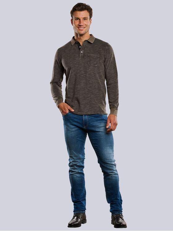 engbers Herren Langarm-Shirt mit Polo-Kragen Hellbraun 33774