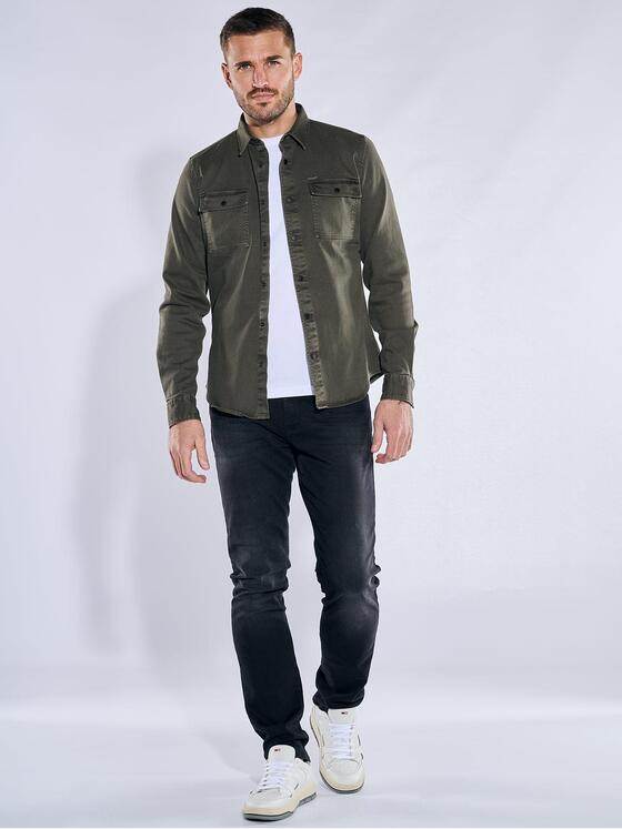 emilio adani Herren Overshirt slim fit Grün 38258