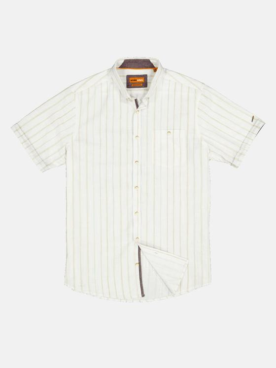 emilio adani Herren Kurzarm-Hemd gestreift Beige 34445
