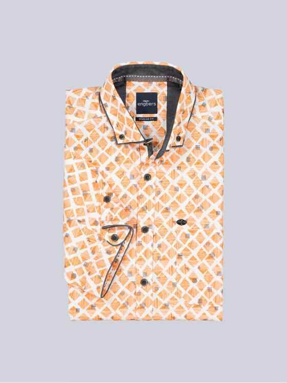 engbers Herren Kurzarm-Hemd gemustert Orange 37100