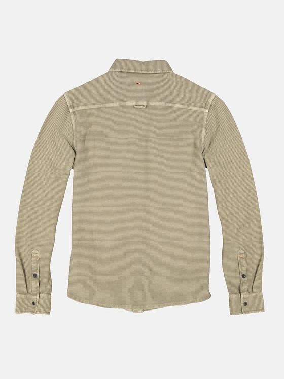 emilio adani Herren Langarm-Shirt mit Polo-Kragen Beige 34111