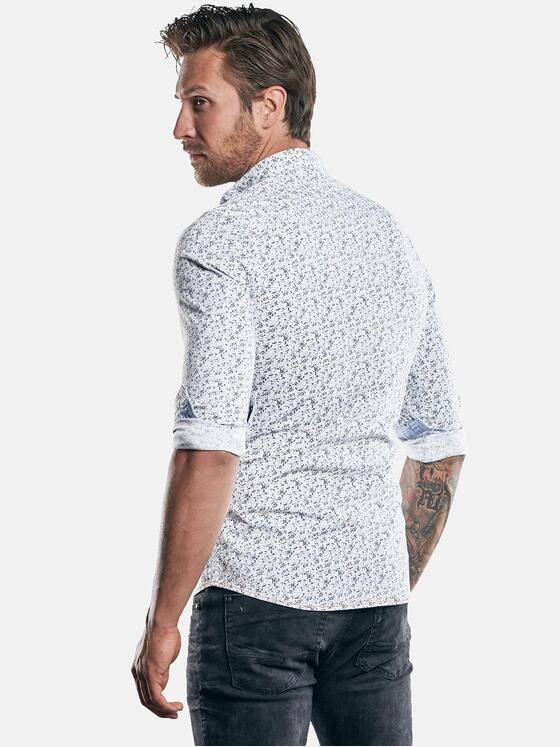 emilio adani Herren Modisches Langarmhemd mit All-Over Druckmusterung Blau 30084
