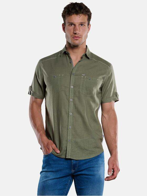 engbers Herren Kurzarm-Hemd mit Leinen-Anteil Khaki 33443