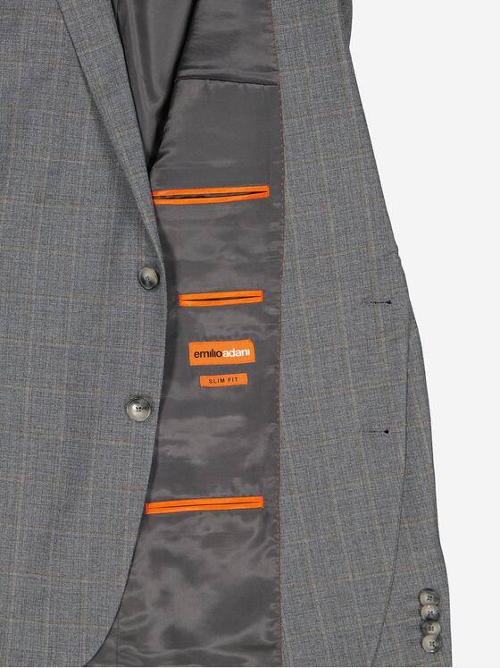 emilio adani Herren Anzug-Sakko kariert Silbergrau 37644