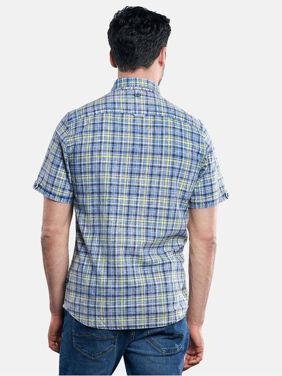 engbers Herren Halbarmhemd im Karodesign Zitronengelb 31042