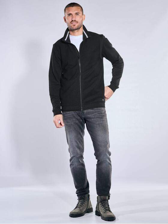 emilio adani Herren Sweatjacke mit Stehkragen Schwarz 39908