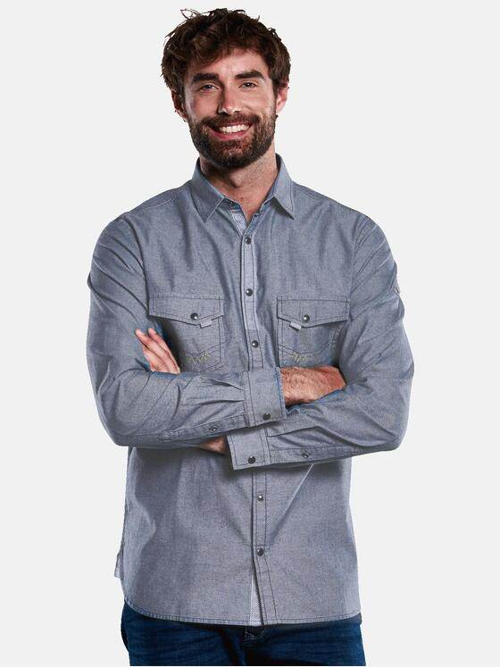 engbers Herren Langarm-Hemd speziell gewaschen Indigoblau 33465