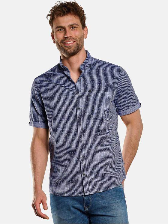 engbers Herren Kurzarm-Hemd gestreift Marineblau 32981