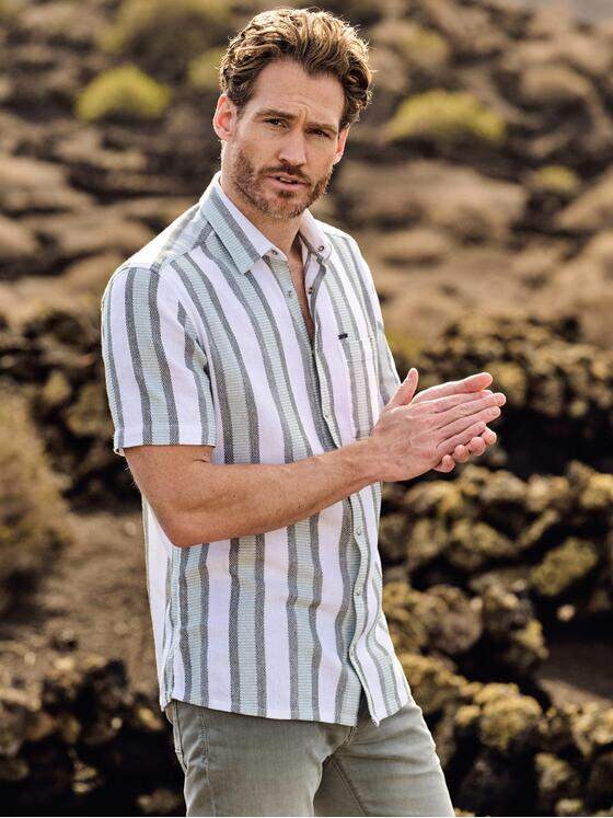 engbers Herren Luftiges Leno-Baumwollhemd Hellgruen 40301